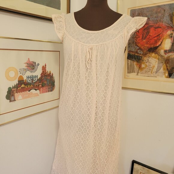 Vintage 60's Full Length Pale Pink Lace Night dress Nylon - Picture 1 of 6